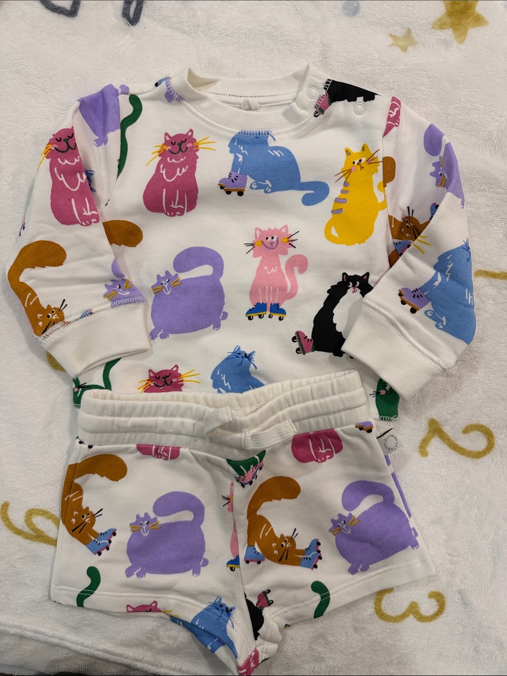 NWOT Stella McCartney Kids playful cats 6M sweatshirt set